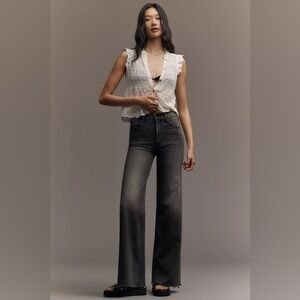 MOTHER The Hustler Roller Heel in Deep End Wide Leg Flare Jeans 26
